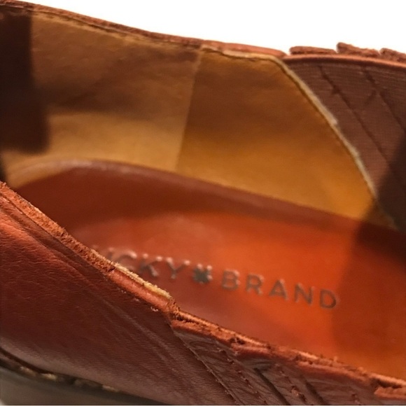 Lucky Brand Lenci Leather Slip On Block Heel Western Style Bootie Womens 8M - Picture 9 of 10